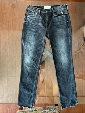 Mother Women’s Black Distressed Straight Jeans sz 29. The Flirt Chew